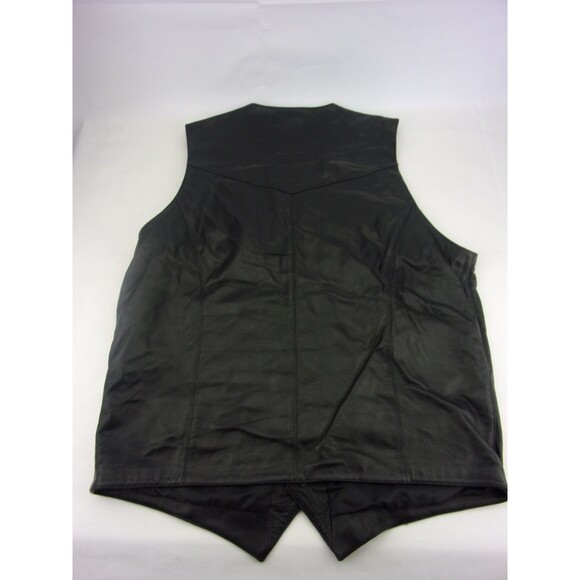 Cripple Creek Men's Black Genuine Leather Vest Western Button Front Large - Picture 2 of 5